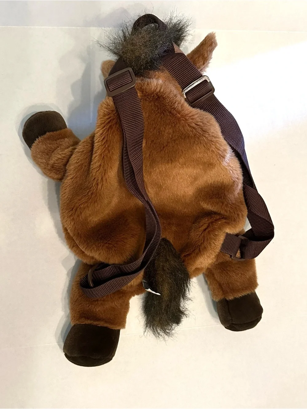 Brown Plush Horse Kids Backpack with White Forehead Patch